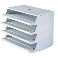 Twinco Panorama tv&aelig;rvendt brevbakkes&aelig;t i C4 med 4 bakker i farven gr&aring;