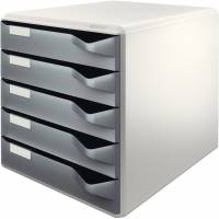 Leitz skuffekabinet med 5 skuffer i farven gr&aring;