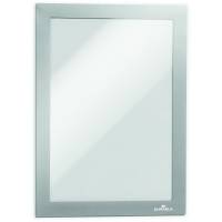 Durable Duraframe selvkl&aelig;bende magnetramme pk. a 2 stk. i A5 i farven s&oslash;lv