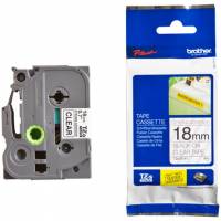 Brother TZE tape 18mm ekstra kl&aelig;bende sort/klar