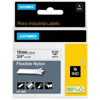 Dymo Rhino Flexible nylontape 19mm sort/hvid