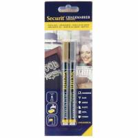 Securit kridtmarker 1-2mm s&oslash;lv/guld 2stk