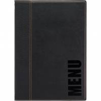 Securit Trendy menuomslag l&aelig;der A4 sort