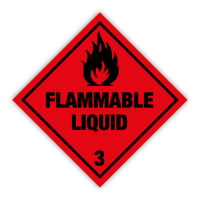 Fareetiket FLAMMABLE LIQUID 100x100mm r&oslash;d