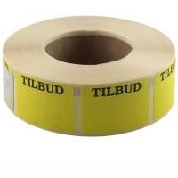 Rabatetiket TILBUD 25x35mm gul 1000stk