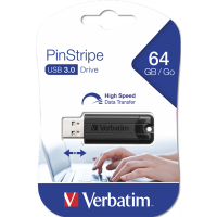 Verbatim PinStripe USB 3.0 64GB stik sort