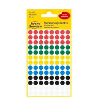 Avery 3090 &Oslash;8mm etiket flerfarvet 416stk