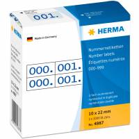 Herma etiket numre 0-999 bl&aring;/hvid