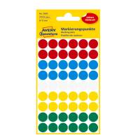 Avery 3088 &Oslash;12mm etiket flerfarvet 270stk