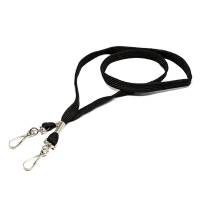 Tekstilhalsb&aring;nd med 2 kroge 12mm sort