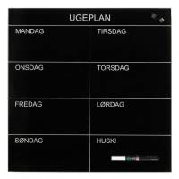 NAGA magnetisk glas ugetavle dansk 45x45cm sort