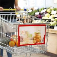 Skilteramme t/indk&oslash;bsvogn A4 r&oslash;d