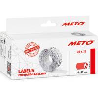 Meto permanente prisetiketter 26x12mm neonr&oslash;d 6rl