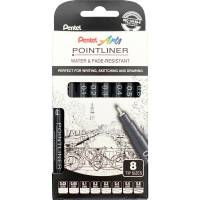 Pentel Pointliner S20P fineliner sort 8stk