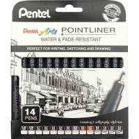 Pentel Pointliner S20P fineliner sort 14stk