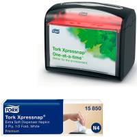 Tork Xpressnap Extra Soft servietter hvid + gratis dispenser