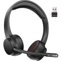 Q-connect tr&aring;dl&oslash;s headset m/mikrofon sort