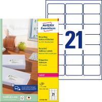 Avery adresse etiketter genbrugspapir 63,5x38,1mm r&aring;hvid