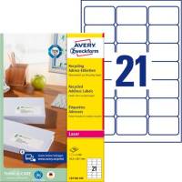 Avery adresse etiketter genbrugspapir 63,5x38,1mm r&aring;hvid