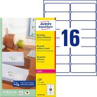 Avery adresse etiketter genbrugspapir 99,1x33,9mm r&aring;hvid