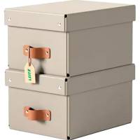 Leitz Puro opbevaringsboks m/l&aring;g 7L small beige 2stk