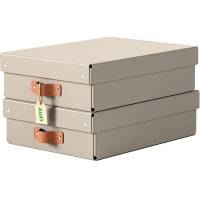 Leitz Puro opbevaringsboks m/l&aring;g 8L medium beige 2stk
