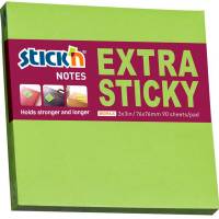 Stick'n Extra Sticky notes 76x76mm 90ark neon gr&oslash;n