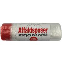 Affaldsposer med sn&oslash;reluk 44x50cm 18,5my klar/r&oslash;d