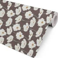 Gavepapir Hvideblomster 57cmx154m sort/hvid