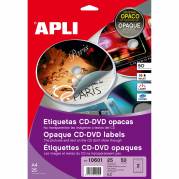 Apli CD/DVD etiketter Ø117mm 25ark 