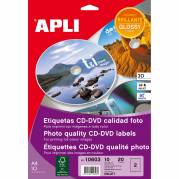 Apli CD/DVD etiketter Ø117mm inkjet 10ark 