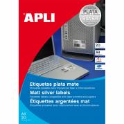 Apli polyester etiketter 210x297mm sølv 