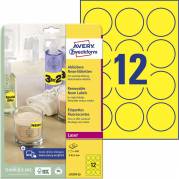 Avery L7670Y-25 etiket &Oslash;63,5mm neongul 