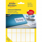 Avery 19x38mm etiketark hvid 648stk 