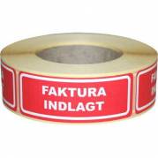 Etiket 'FAKTURA INDLAGT' 24x65mm rød 500stk 