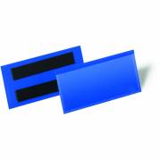 Durable magnetlomme i st&oslash;rrelsen 100x38 mm med bl&aring; baggrund