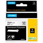 Dymo Rhino permanent polyestertape 19mm sort/klar 