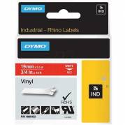 Dymo Rhino vinyl tape 19mm hvid/rød 