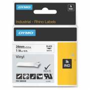 Dymo Rhino vinyltape 24mm sort/hvid 