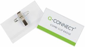 Q-connect 40x75 mm kongresmærker med nål og clips 50 stk 