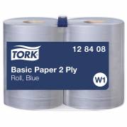 Tork 128408 Basic W1 2lags aftørringspapir blå 