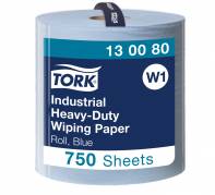Tork 130080 Industri W1 3lags aftørringspapir blå 