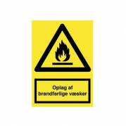 Advarselsskilt A4 'oplag af brandfarlige væsker' vinyl 