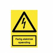 Advarselsskilt A5 'Farlig elektrisk spænding' gul 
