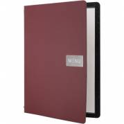 Securit menuomslag l&aelig;der A4 r&oslash;d 