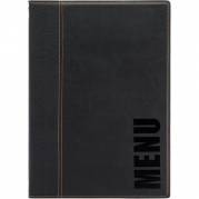 Securit Trendy menuomslag l&aelig;der A4 sort 