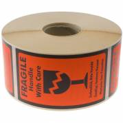 Etiket FRAGILE 120x70mm orange 1000stk 