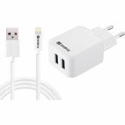 Sandberg 2,4A USB lightning kabel hvid 
