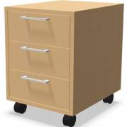 Skuffekassette m/3 skuffer b&oslash;g decor laminat m/hjul 