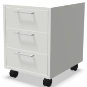 Skuffekassette m/3 skuffer hvid decor laminat m/hjul 